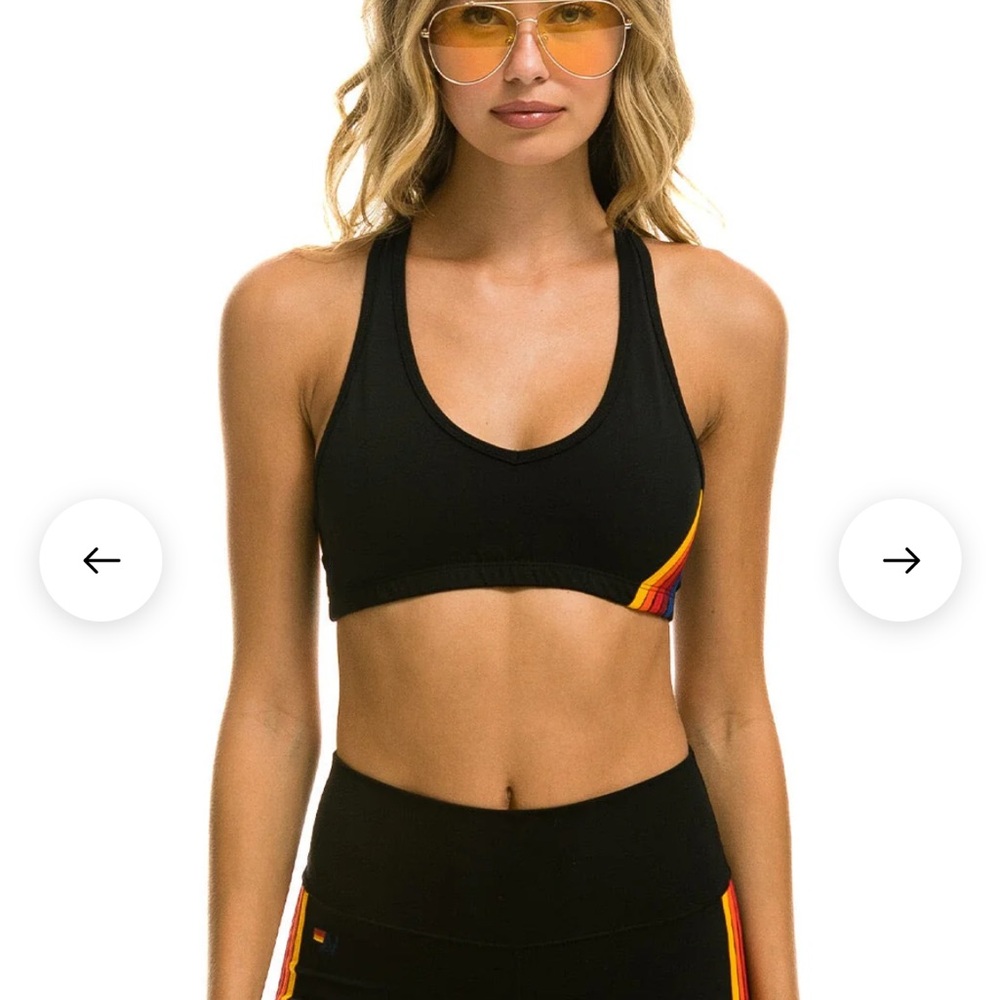 Brand new Aviator Nation womens 5 Stripe sports bra small/black